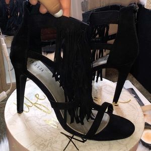 BLACK FRINGE HEELS